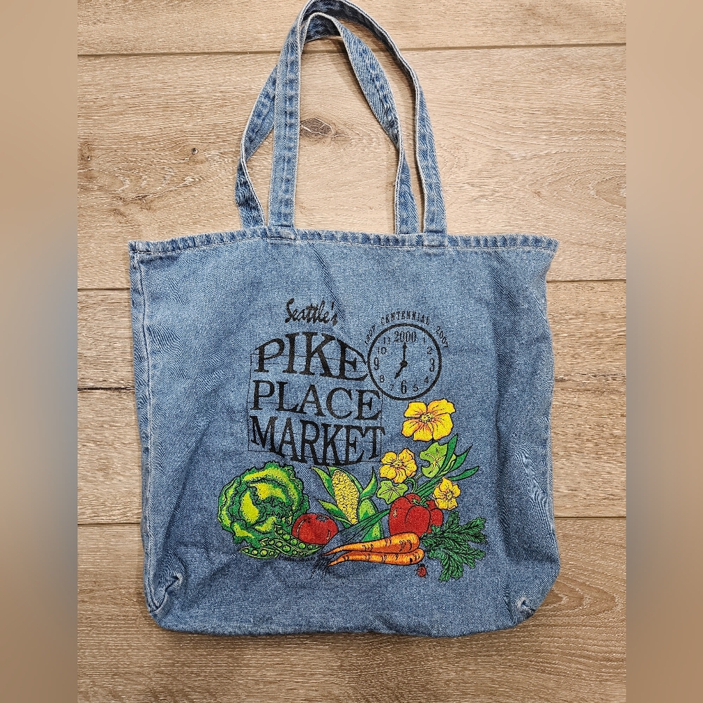 Vintage Seattle Pike Place Market denim bag